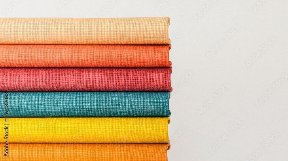 Fototapeta premium Stacked Colorful Fabrics for Creative Sewing and Craft Projects