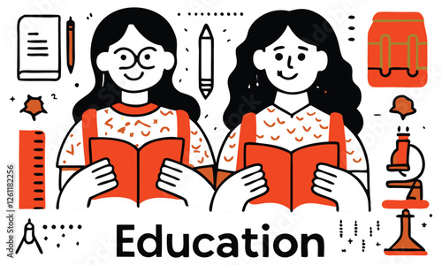 Education. Vector illustration banner of education, learning, back to school, online course and training, distance education and e-learning.