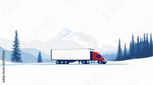 Wallpaper Mural Flat illustration of a truck with a semi-trailer. Cargo transportation. Truck. Torontodigital.ca