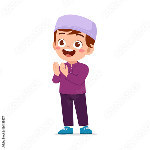 little muslim kid show praying hand pose