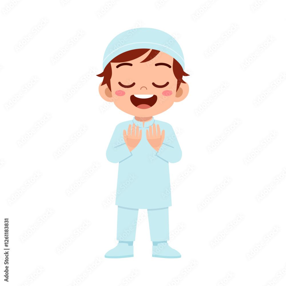 little muslim kid show praying hand pose little muslim kid show praying hand pose