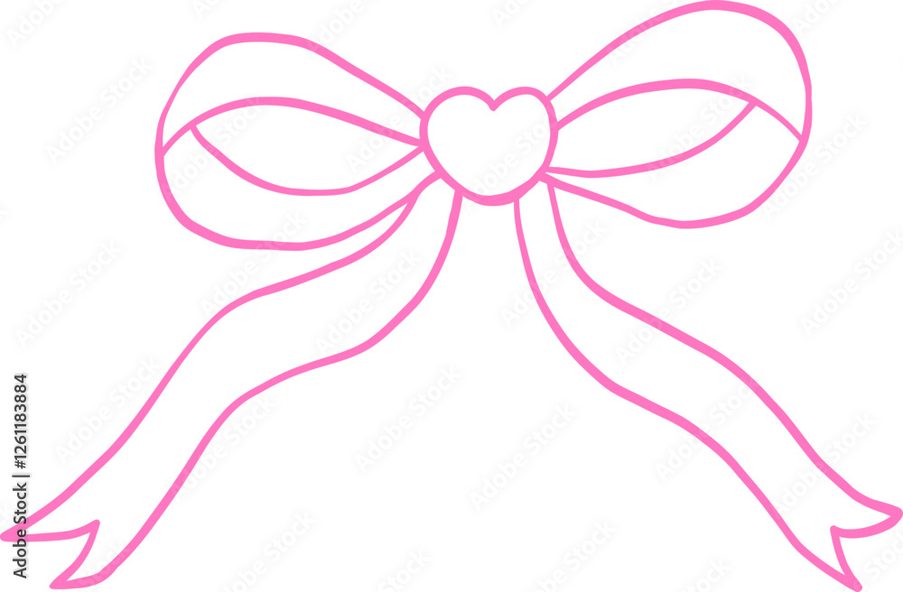 Minimalist pink line art of a decorative ribbon bow with a heart-shaped center. A charming and elegant illustration perfect for gifts, fashion, and love-themed designs Outline Minimalist pink line art of a decorative ribbon bow with a heart-shaped center. A charming and elegant illustration perfect for gifts, fashion, and love-themed designs Outline
