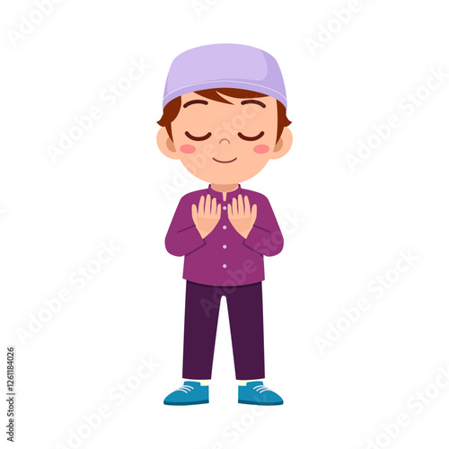 little muslim kid show praying hand pose