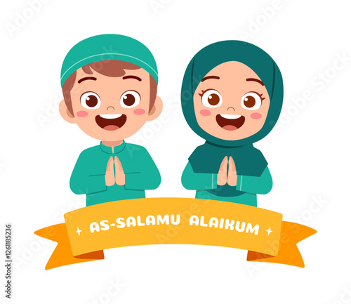 little muslim kid show salam greeting