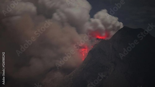 Time lapse footage of pyroclastic flows from Sinabung Volcano in Sumatra, Indonesia.