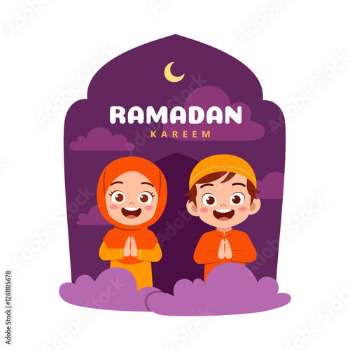 little muslim kid ramadan kareem poster