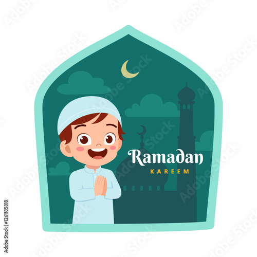 little muslim kid ramadan kareem poster