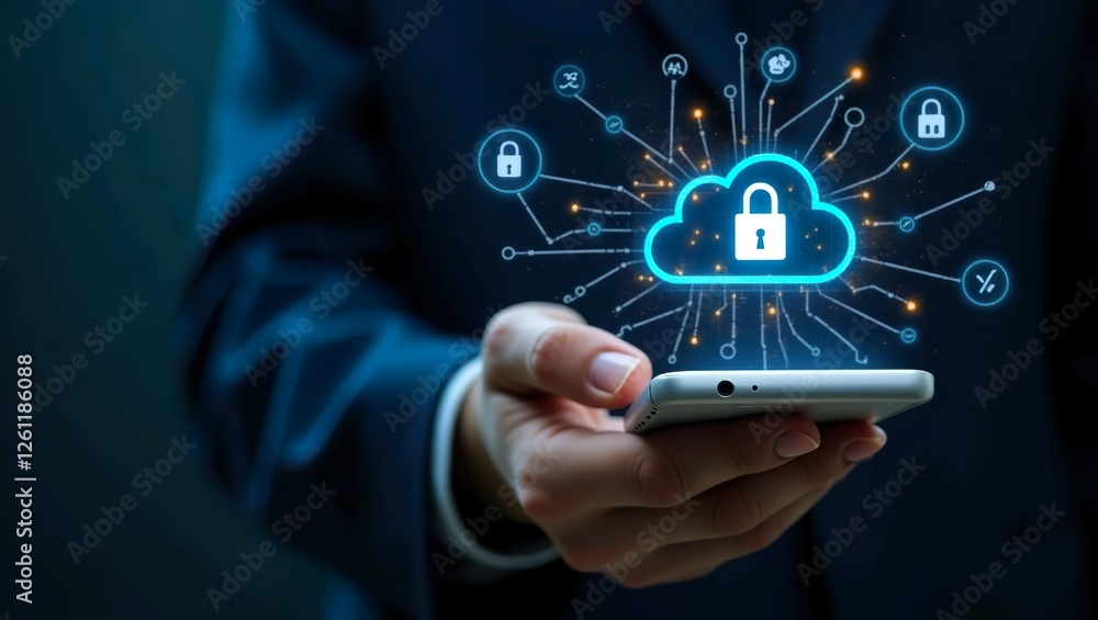 Close-up of smartphone screen with privacy lock icon Close-up of smartphone screen with privacy lock icon