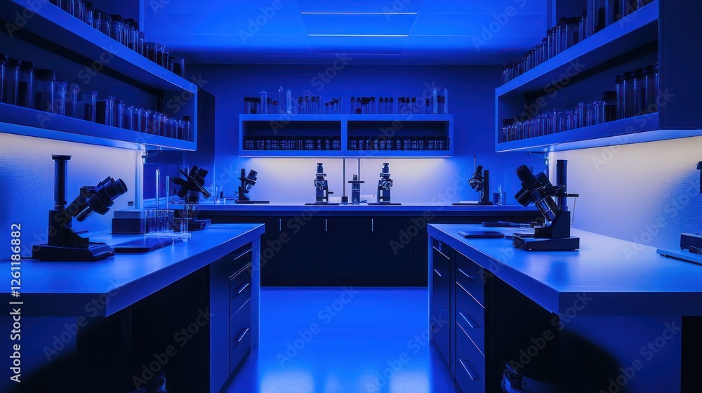 Naklejka premium Modern, illuminated lab, research, scientific work