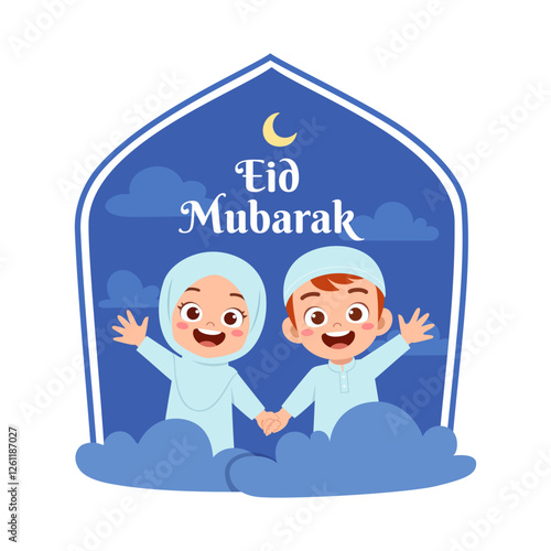 little muslim kid eid mubarak poster