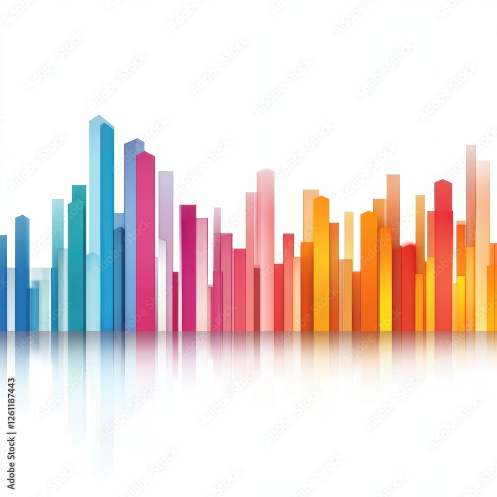 Colorful Abstract City Skyline with Reflections on Smooth Surface Colorful Abstract City Skyline with Reflections on Smooth Surface