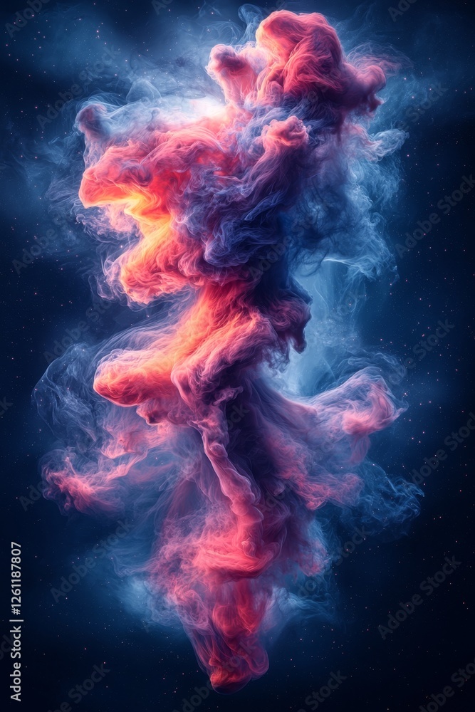 A red and blue cloud of smoke on a dark blue background A red and blue cloud of smoke on a dark blue background