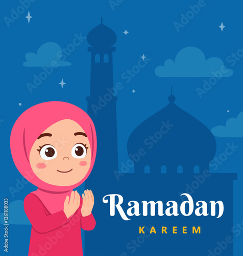 little muslim kid ramadan kareem poster