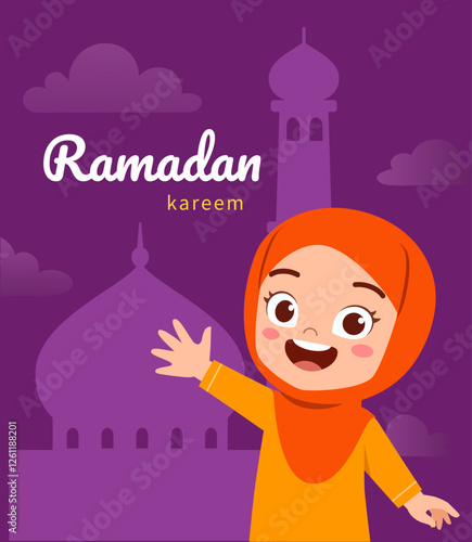 little muslim kid ramadan kareem poster