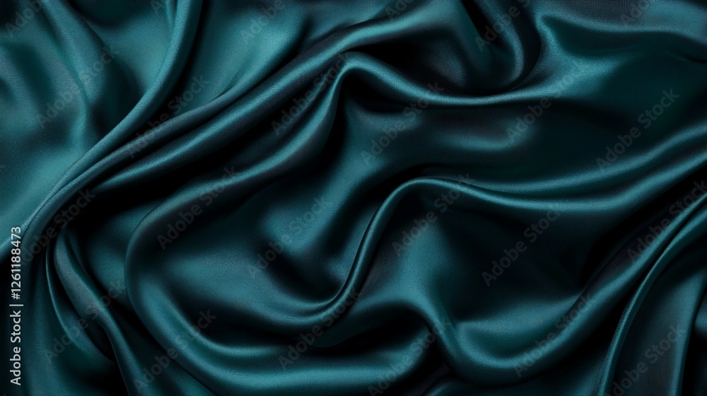 Teal Silk Fabric Draped in Soft Waves Teal Silk Fabric Draped in Soft Waves