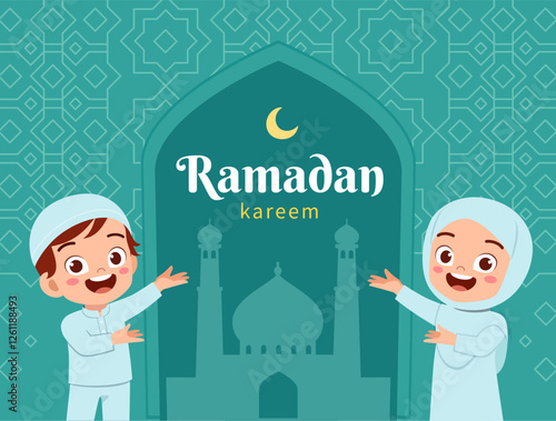little muslim kid ramadan kareem poster