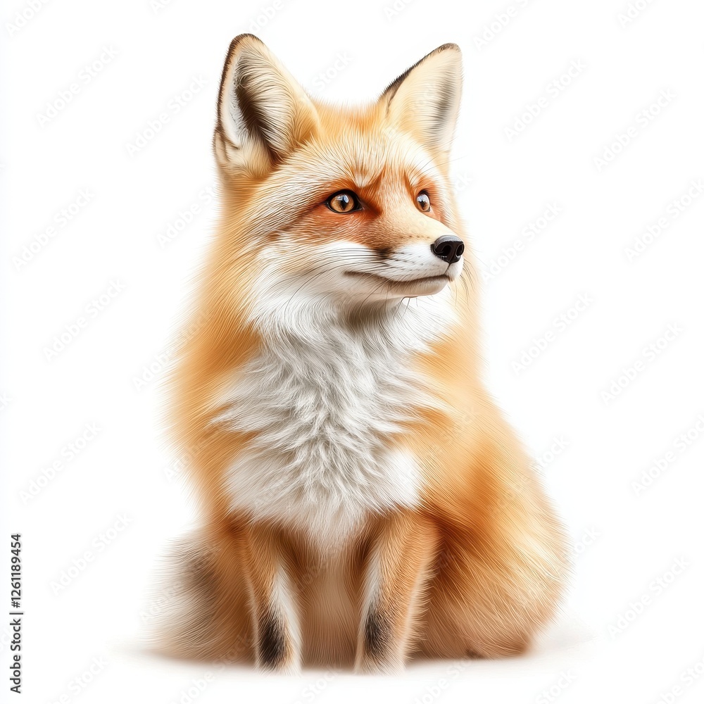 Fototapeta premium Realistic Portrait of a Beautiful Red Fox with Bright Eyes