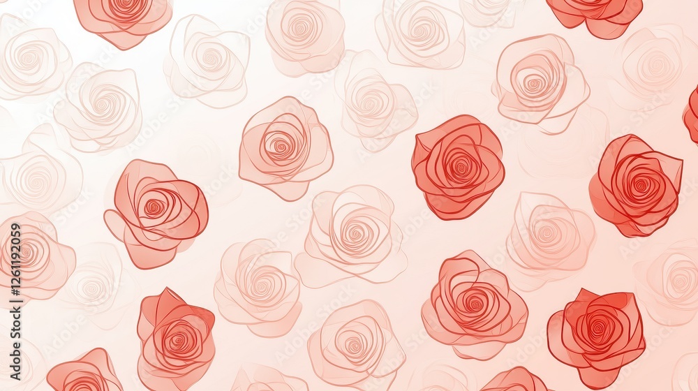 Elegant Red Roses Pattern on Soft Background for Romantic Decor Elegant Red Roses Pattern on Soft Background for Romantic Decor