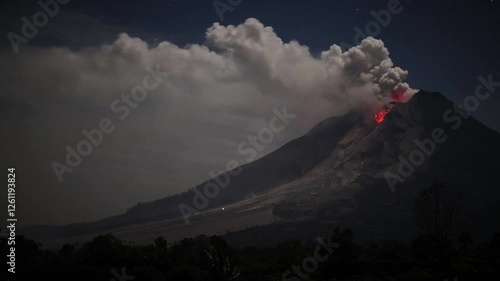Time lapse footage of pyroclastic flows from Sinabung Volcano in Sumatra, Indonesia.