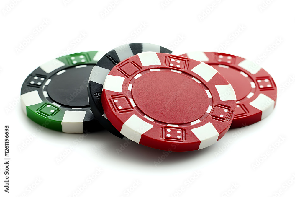 A clean and professional image of poker chips on a white background, symbolizing gambling, casino games, and strategic betting. A clean and professional image of poker chips on a white background, symbolizing gambling, casino games, and strategic betting.