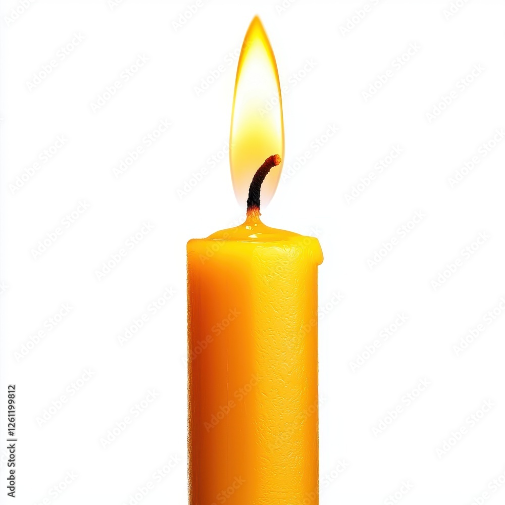 Yellow Candle Flame Illuminating Brightly Against a Dark Background Yellow Candle Flame Illuminating Brightly Against a Dark Background