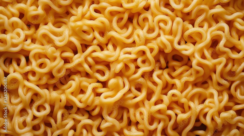 Close up of wavy instant noodles filling the frame Close up of wavy instant noodles filling the frame