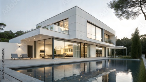 Modern White Villa Architecture Luxury Poolside Design