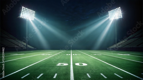 Night Football Stadium Field, Lights, Gridiron, Game, Arena