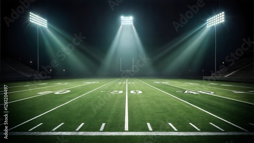 Night Football Stadium Field, Lights, Gridiron, Game, American Football