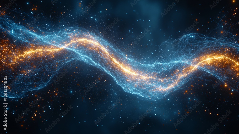 A blue and orange abstract background with stars and lines A blue and orange abstract background with stars and lines
