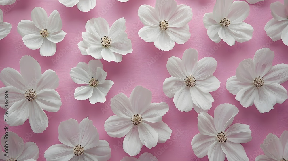 Spring flowers arranged on a pink background with copy space. Generative AI Spring flowers arranged on a pink background with copy space. Generative AI