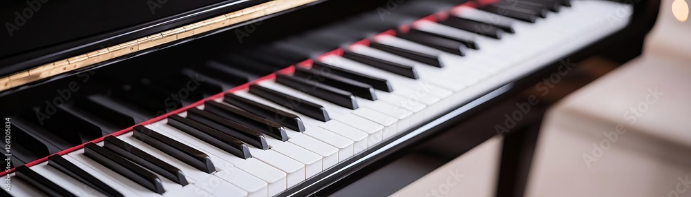 Soft piano keys being played in a dimly lit cozy room, tranquil moment Soft piano keys being played in a dimly lit cozy room, tranquil moment