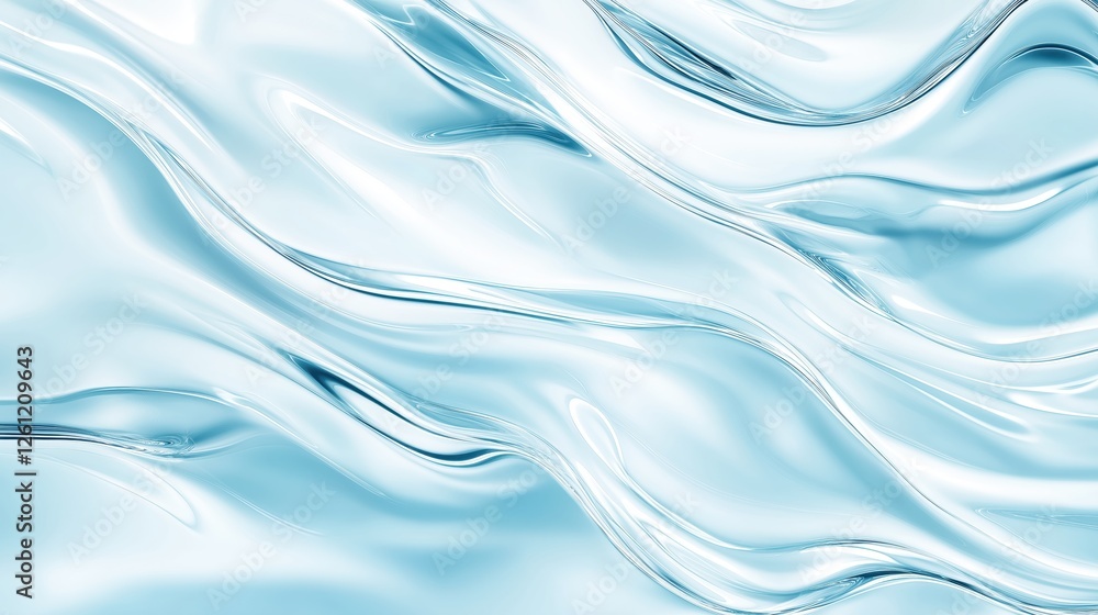 Fototapeta premium Soft azure curves undulating gently, representing fluid movement and tranquility, perfect for wellness, beauty, or natural design compositions