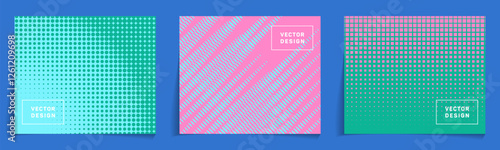 Business card templates with halftone gradient backgrounds vector collection. Innovative notebook cover pages. Abstract patterns for business projects. Corporate branding design.