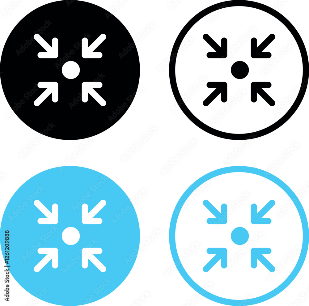 Minimize icon four 4 arrows icon meeting point, rally compact size small scale arrows icons. Shrink icon resize in arrows. Сolorful set of icons
Minimize icon four 4 arrows icon meeting point, rally compact size small scale arrows icons. Shrink icon resize in arrows. Сolorful set of icons