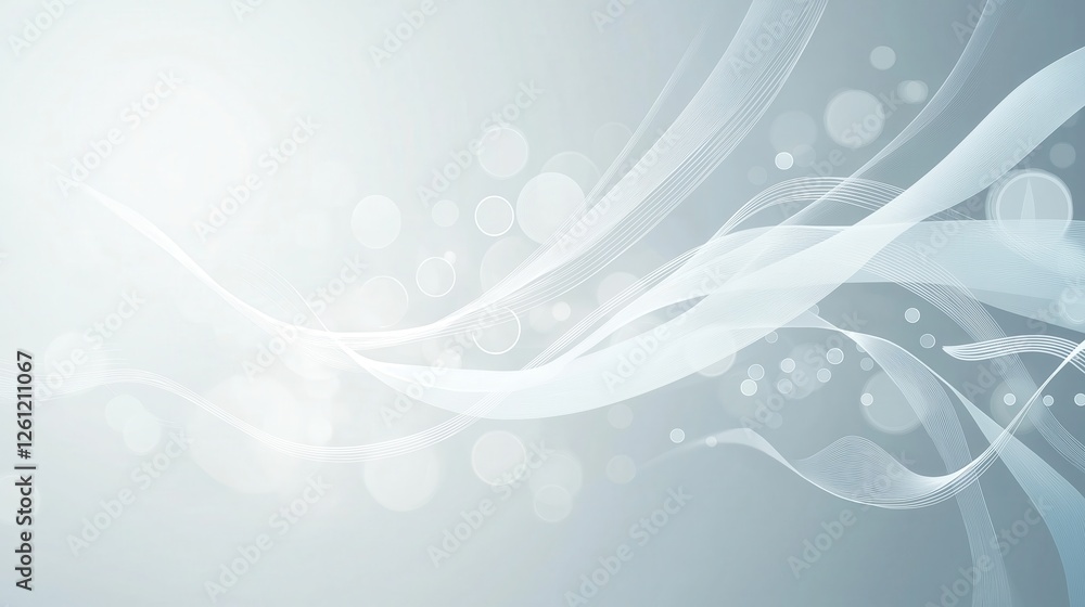 Delicate white wavy lines intertwining, flowing across soft grey backdrop with blurred light bokeh, generating minimalist elegant abstract design Delicate white wavy lines intertwining, flowing across soft grey backdrop with blurred light bokeh, generating minimalist elegant abstract design