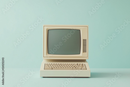 retro old computer isolated on blank background mock up
