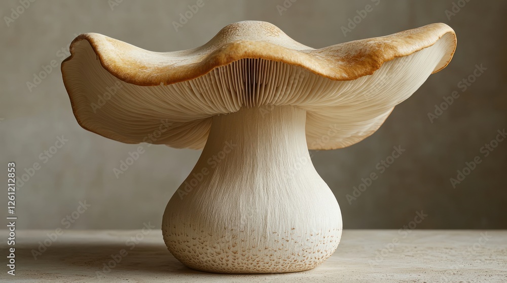 Close-up of a mushroom, studio shot, neutral backdrop Close-up of a mushroom, studio shot, neutral backdrop