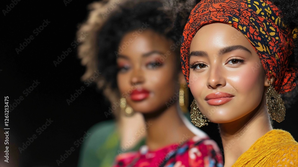 Fashion models showcase vibrant styles during a runway event in a metropolitan city Fashion models showcase vibrant styles during a runway event in a metropolitan city