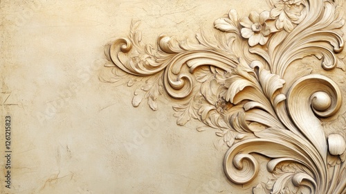 Wallpaper Mural Ornate plaster floral design wall corner detail,  background texture, design element Torontodigital.ca