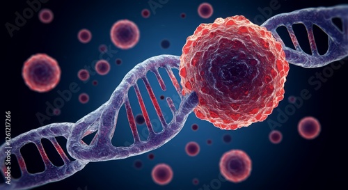 CRISPR-Cas9 and Huntington's disease. A conceptual representation of the cancer genome. The cell and DNA molecules. Genetic engineering. 	