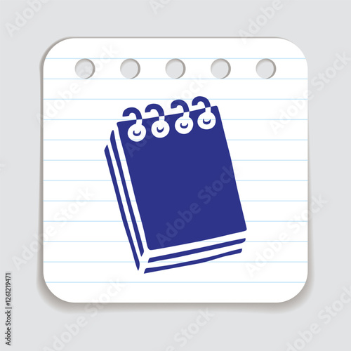 Doodle notepad icon hand drawn with blue pen on a notepaper in flat style. Vector illustration