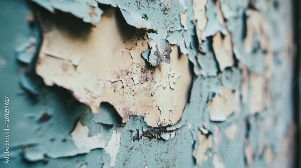 Obraz premium Peeling paint on weathered wall, urban decay background, texture
