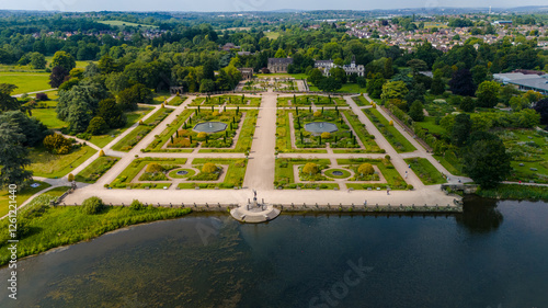 Birds Eye View Of The Italian Gardens Landscaped At Trentham Gardens Staffordshire In England United Kingdom.	 photo