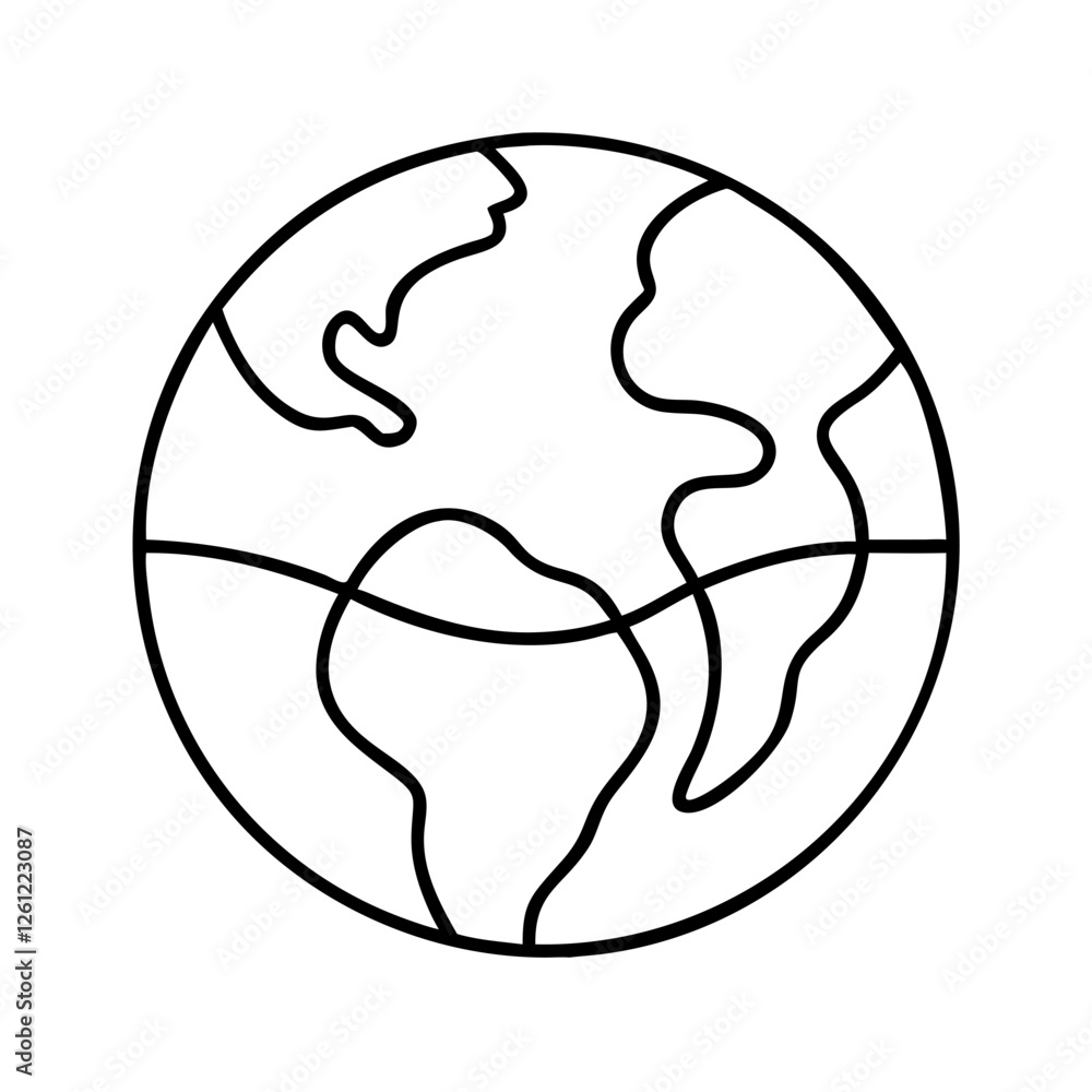 Outline globe icon in minimalist design - simple black and white representation Outline globe icon in minimalist design - simple black and white representation