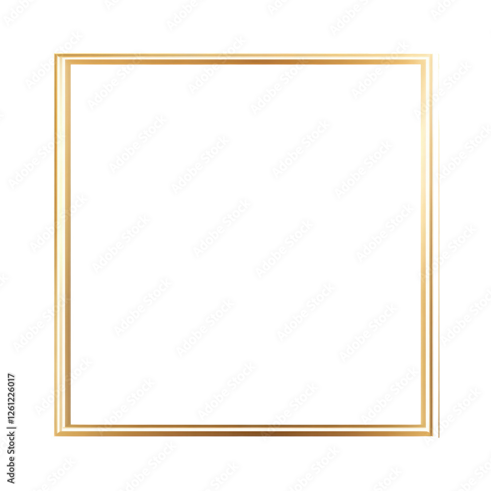 Square gold frame with a minimalist design, ideal for modern decor and displaying art or photos. Isolated on transparent background, png.
Square gold frame with a minimalist design, ideal for modern decor and displaying art or photos. Isolated on transparent background, png.