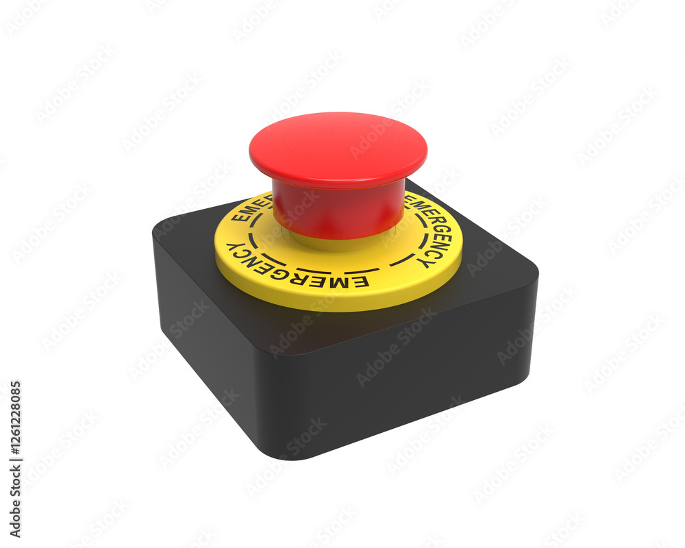 Red emergency stop button isolated on transparent background PNG Red emergency stop button isolated on transparent background PNG