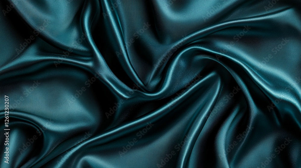 Teal Silk Fabric Draped Softly Elegant Texture Teal Silk Fabric Draped Softly Elegant Texture
