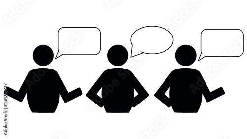 Mans with speech bubble icon, speak concept, communication in chat outline symbol, question mark user icon, message thin line, set of talk symbol, chat companion icon line