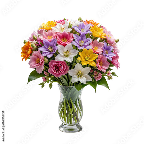 Wallpaper Mural A vibrant bouquet of mixed flowers, including gerbera daisies and roses, tied with twine Torontodigital.ca